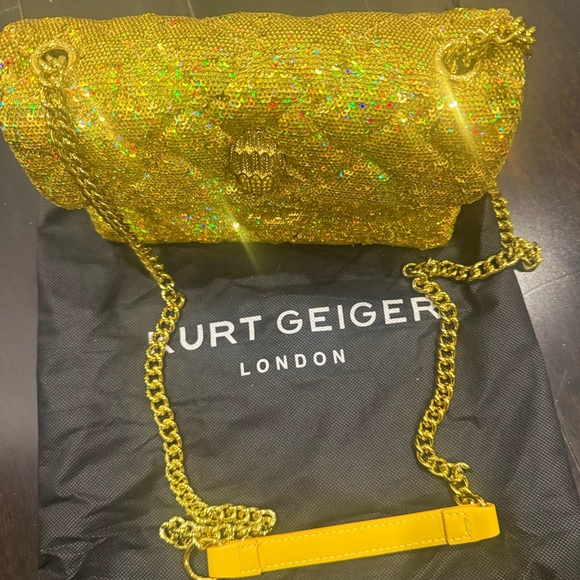 Kurt Geiger Gold Sequin Shoulder Bag - Picture 4 of 11